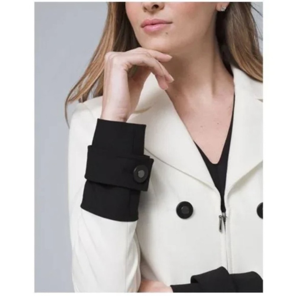 WHBM Black and White Double-Breasted Coat - Picture 3 of 5
